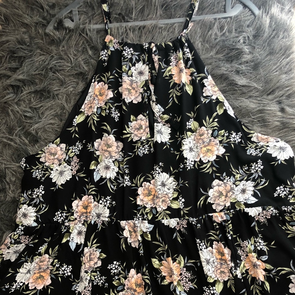 Torrid black floral chiffon midi tank dress size 4
